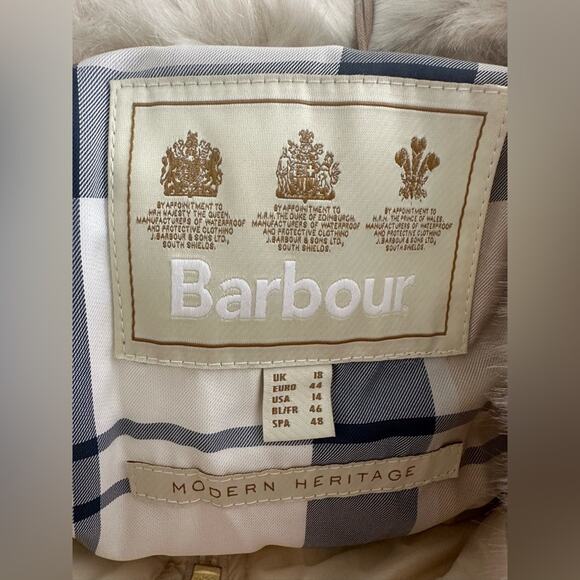 NWT Barbour Jacket Coat Fortmartine Quilt Fur Cream Size 14 - Picture 4 of 10